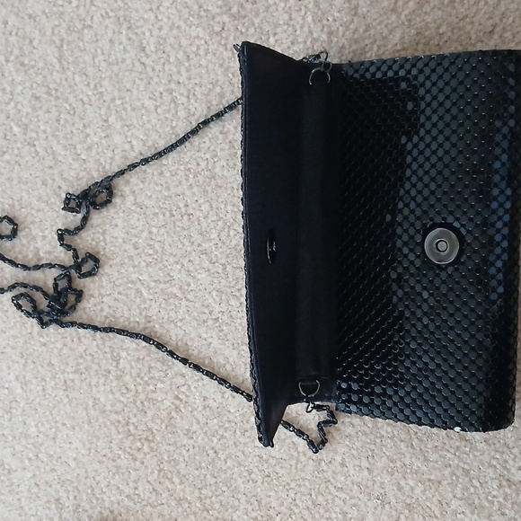 Black Woven Clutch with Chain Strap - Picture 2 of 5